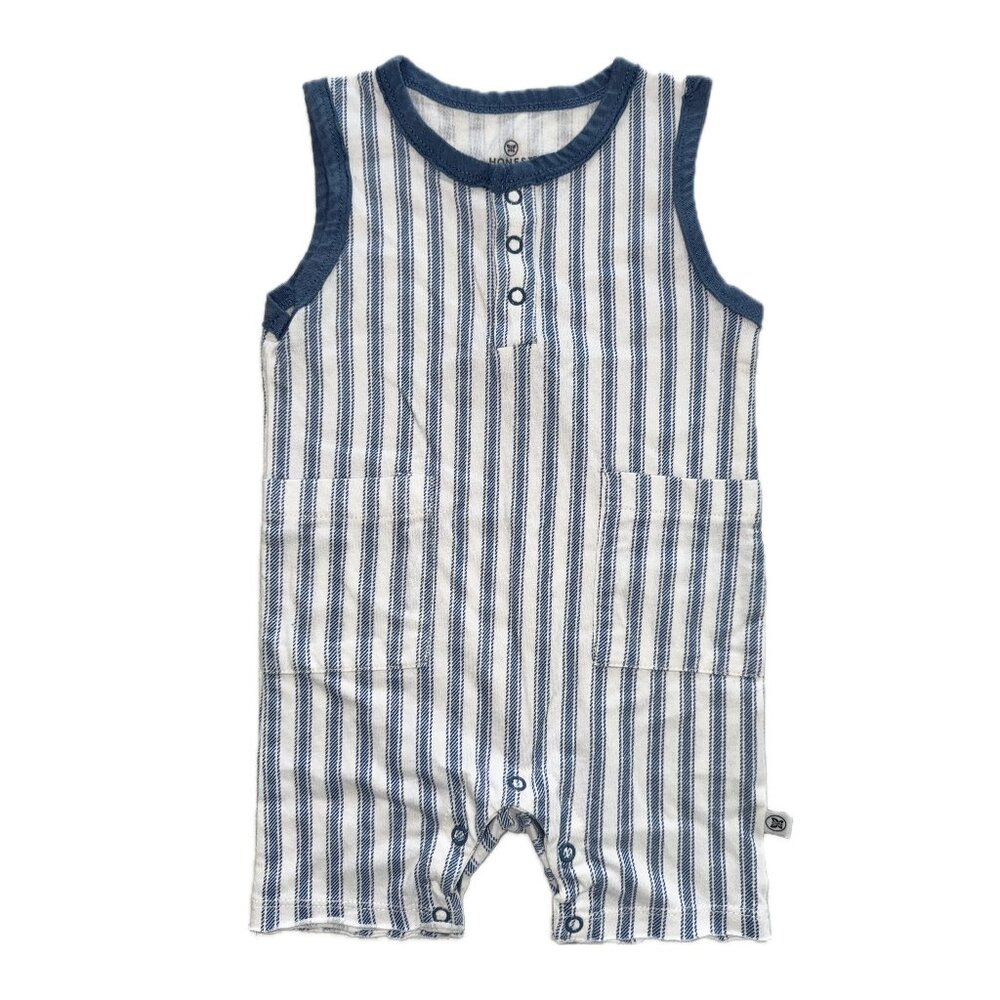 The Honest Company Blue and White Striped Kids One Piece